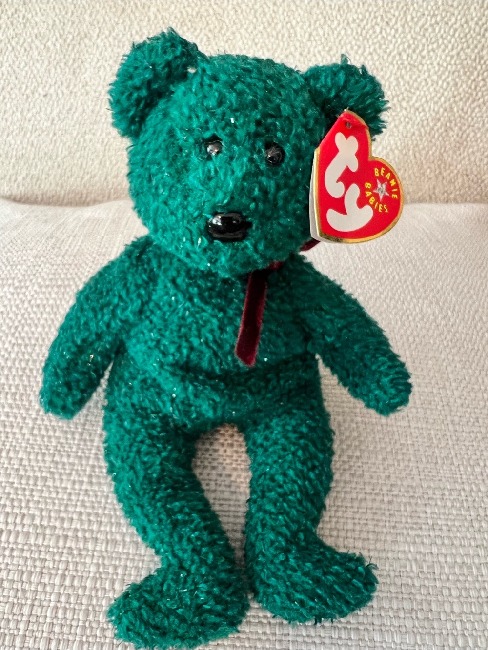 TY Beanie Babies Green Teddy Bear Plush Toy “2001” bear